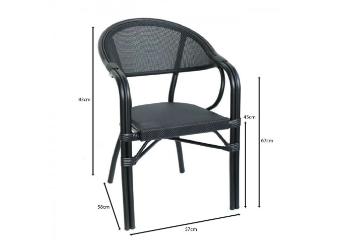 VEGERA Armchair Alu Black/Textilene Black