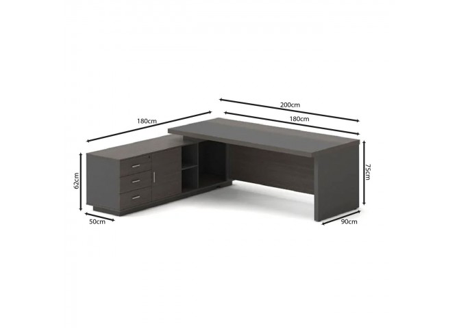 VIP Desk (LEFT) 200x180cm Grey Walnut