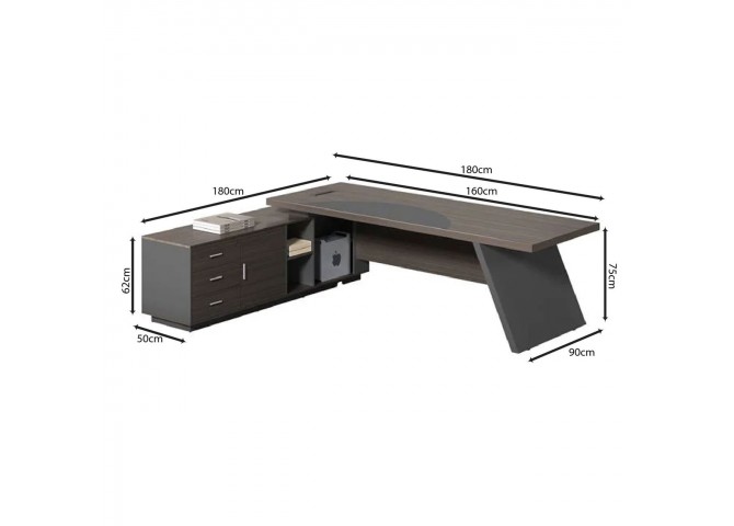 MASTER Desk (LEFT) 180x180cm Grey Walnut