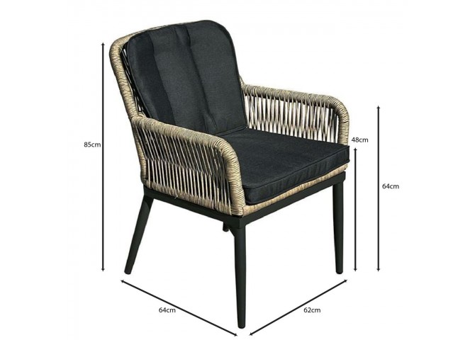 ALLEY Armchair Alu Anthracite/Wicker Natural/Cushions Anthracite