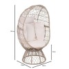CROWN Πολυθρόνα Egg, Wicker Εκρού, Μαξιλάρι Άσπρο