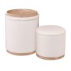 MATIC Set-2 Storage Stool-Side Table Teddy Cream Fabric