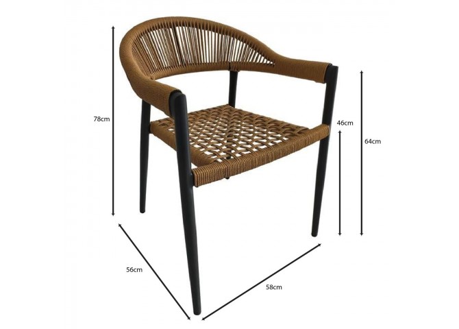 MADISON Armchair Alu Anthracite/Rope Wicker Natural
