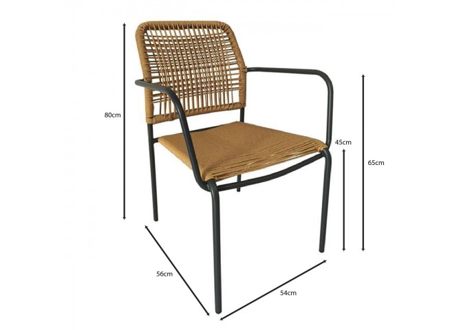 LUIGI Armchair Metal Anthracite/Rope Wicker Natural