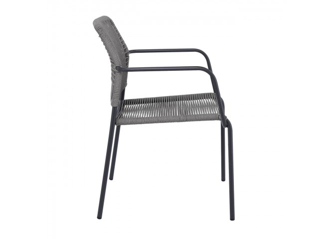 LUIGI Armchair Metal Anthracite/Rope Wicker Grey