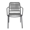 LUIGI Armchair Metal Anthracite/Rope Wicker Grey