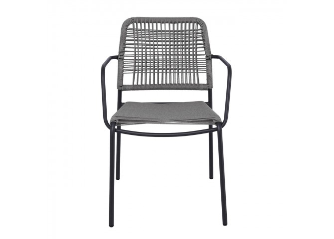 LUIGI Armchair Metal Anthracite/Rope Wicker Grey