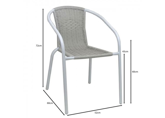 BALENO-W Armchair Metal White/Beige Wicker