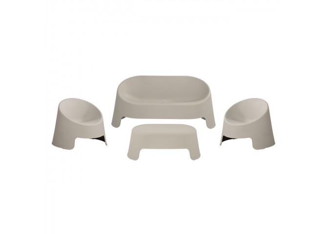 COLT Set (Table 100x58+Sofa 2-Seater+2 Chairs) PP-UV Grey, Stackable