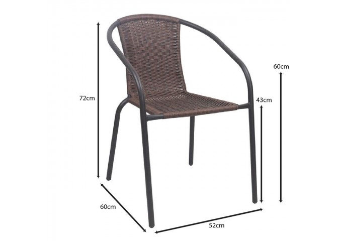 BALENO-W Armchair Metal Brown/Brown Wicker
