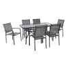 LANSON Set (Table 140x80+6 Armchairs) Metal Dark Grey/Textilene Grey