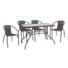 BALENO-W Set (Table 110x60cm+4 Armchairs) Metal/Wicker Brown