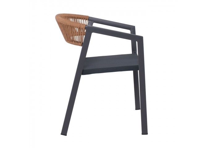 PARMA Armchair Alu Anthracite/Rope Wicker Natural