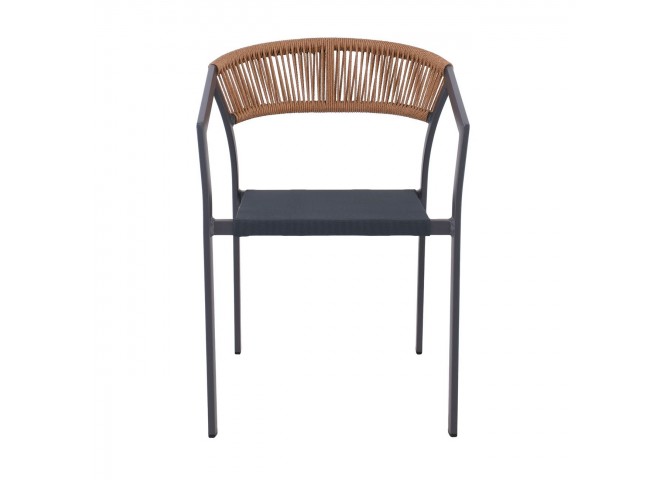 PARMA Armchair Alu Anthracite/Rope Wicker Natural