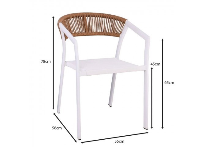 PARMA Armchair Alu White/Rope Wicker Natural