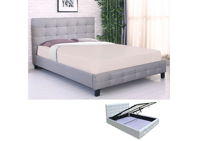 FIDEL Gas Lift Bed (for Mattress 140x190cm) Grey Fabric