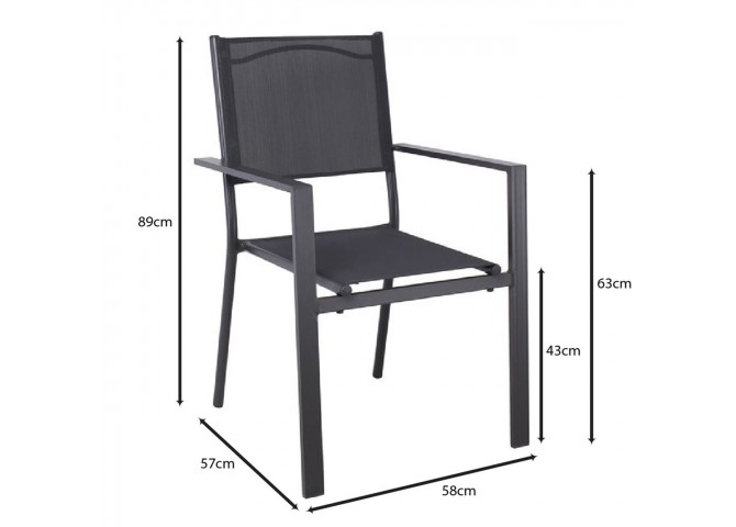 AMIRAL Armchair Alu Anthracite/Textilene Grey
