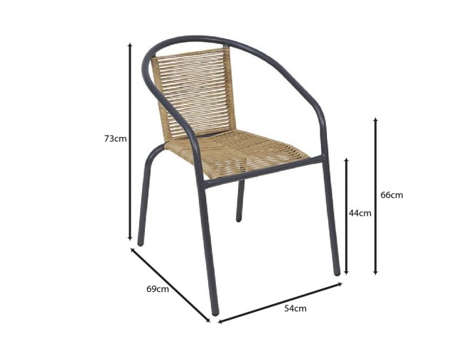 MIKA Armchair Metal Anthracite/PE Rattan Natural