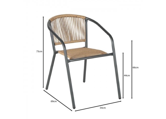 PATTY Armchair Metal Anthracite/PE Rattan Natural