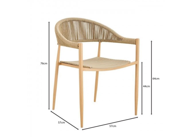 MALTA Armchair Metal Natural/PP-UV Beige/Rope Wicker Natural