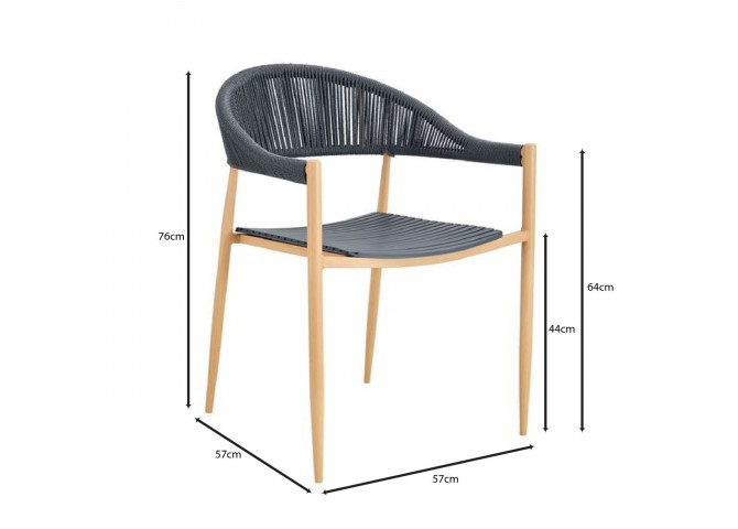 MALTA Armchair Metal Natural/PP-UV Grey/Rope Wicker Grey