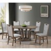 GORDON Set (Table D150+6 Chairs) Antique Grey Walnut, Fabric Grey