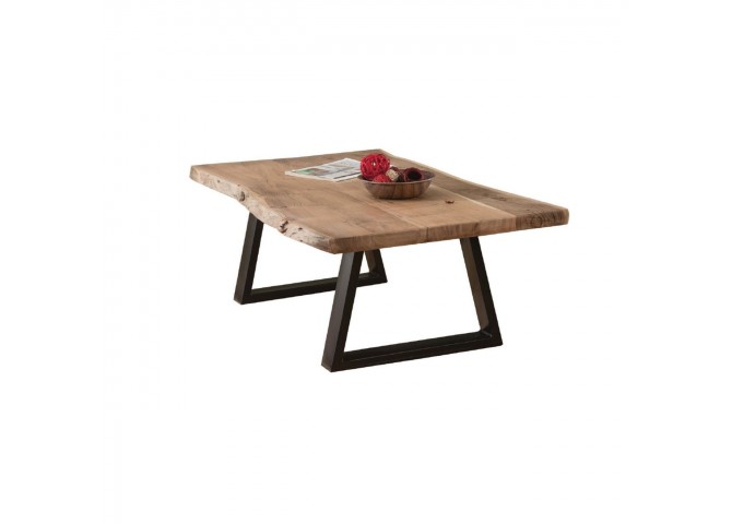 LIZARD-W Slim Coffee Table 115x65 Acacia Natural Finish (Black Paint)