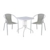 BALENO-W Set (Table 70x70cm+2 Armchairs) Metal White/Beige Wicker