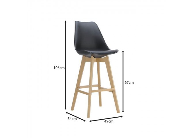 Σκαμπώ Bar PP Μαύρο - ύψος καθ.67cm (Μοντ/νη ταπετσαρία)