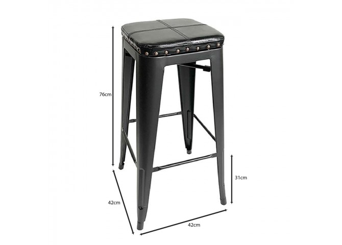 RELIX Bar Stool Metal Black/Pu Black