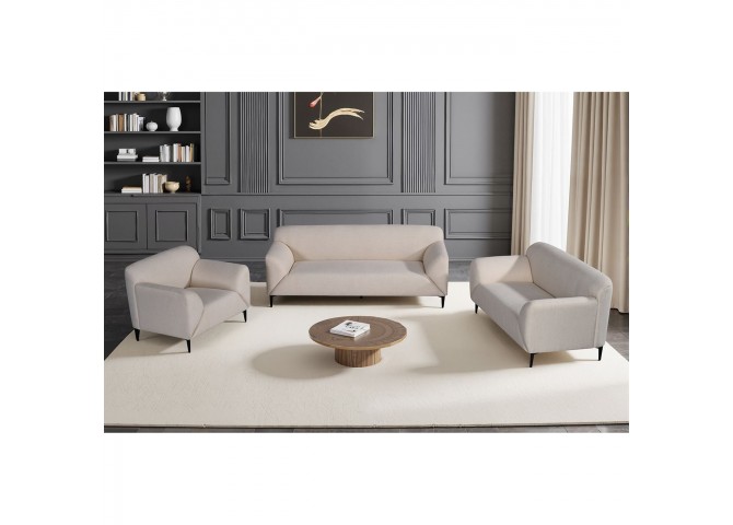 VICTORIA Sofa Set (1+2+3) Beige Fabric
