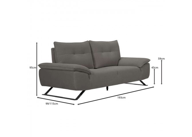 SELENA 2-Seater Sofa Grey Fabric