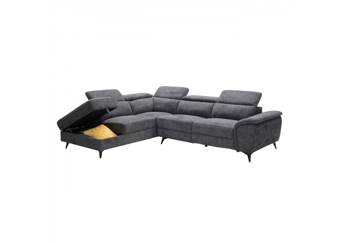 ROMEO Left Facing Corner-Relax Sofa, Grey Fabric