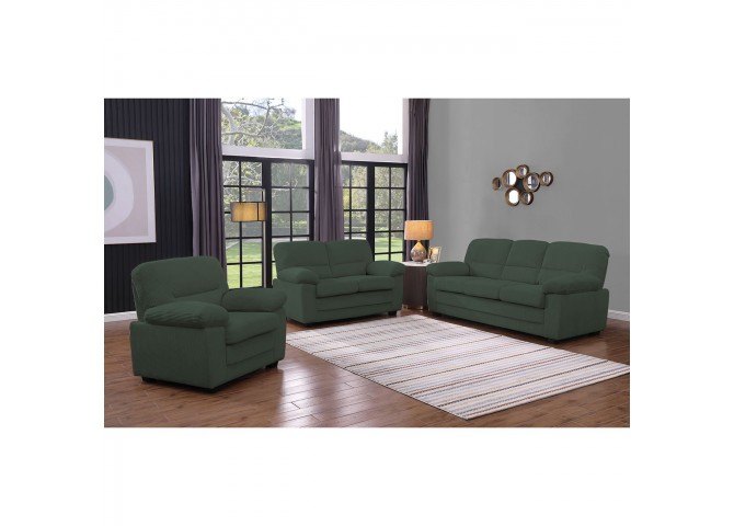 VEGAS Sofa Set (1+2+3) Forest Green Corduroy Fabric
