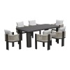 BOSTON Dining Set (Table 200x100cm+6 Armchairs) Alu Anthracite/Rope Wicker Beige