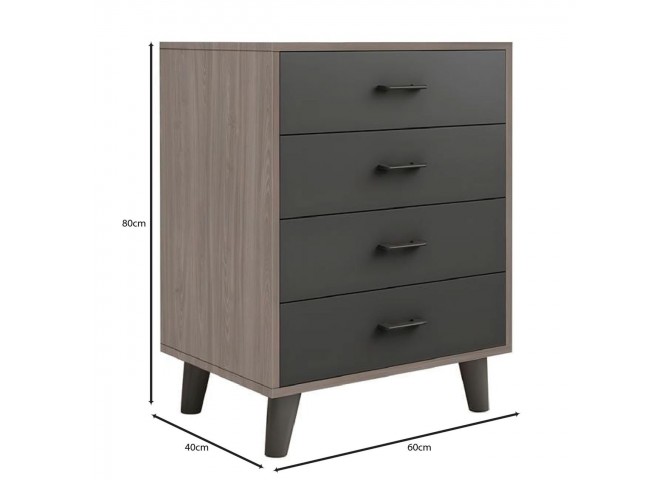 ELIOT Drawer Cabinet 60x40x80cm Sonoma Oak/Grey