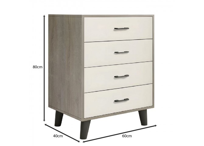 ELIOT Drawer Cabinet 60x40x80cm Sonoma/White