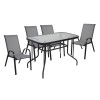 RIO Set (Table 110x60cm+4 Armchair) Metal Black/Textilene Grey