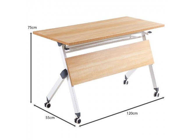 UNIT Γραφείο Η/Υ, Μέταλλο Βαφή Άσπρο, Melamine Απόχρωση Sonoma