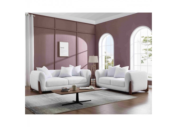 KANSAS Sofa Set (2+3) Teddy White Fabric