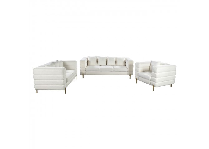 MORRIS Lounge Set (3-S+2-S+1-S) White Teddy Fabric
