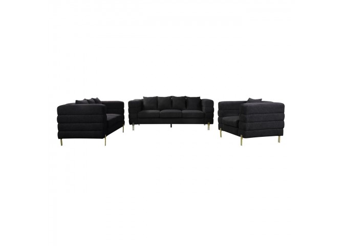 MORRIS Lounge Set (3-S+2-S+1-S) BlackTeddy Fabric