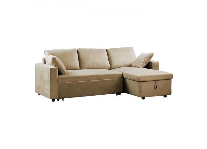 MONTREAL Reversible Storage Corner Sofabed Velure Beige