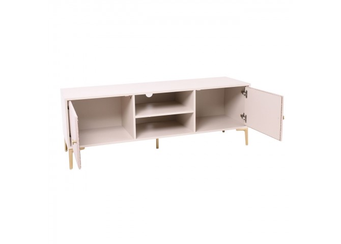 LANA TV Board 140x40x50cm Ecru, front Quilted Pu