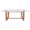 COMET Set (Table 200x100+6 Chairs) Natural, MDF White Marble, Fabric White