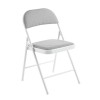 BRENDA Folding Chair Grey Fabric (White Paint)
