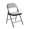 BRENDA Folding Chair Grey Fabric (Black Paint)