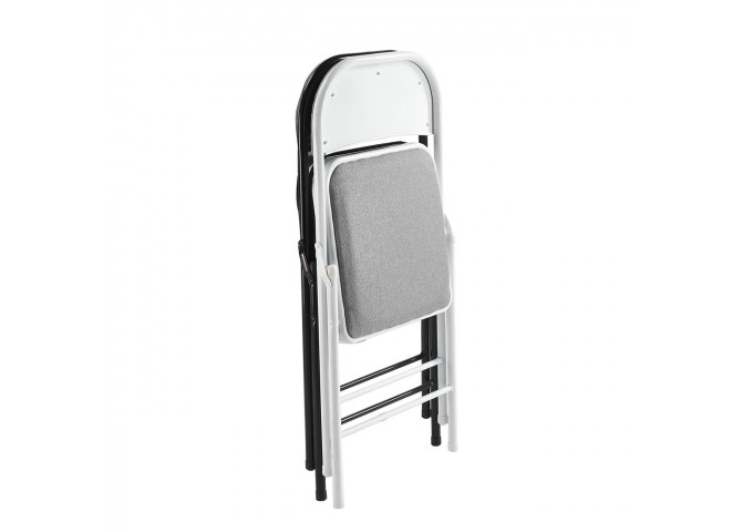 BRENDA Folding Chair Grey Fabric (Black Paint)
