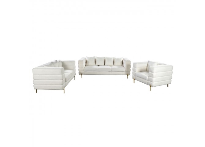 MORRIS Lounge Set (3-S+2-S+1-S) White Teddy Fabric