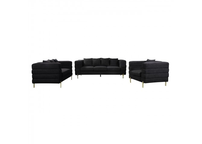 MORRIS Lounge Set (3-S+2-S+1-S) BlackTeddy Fabric